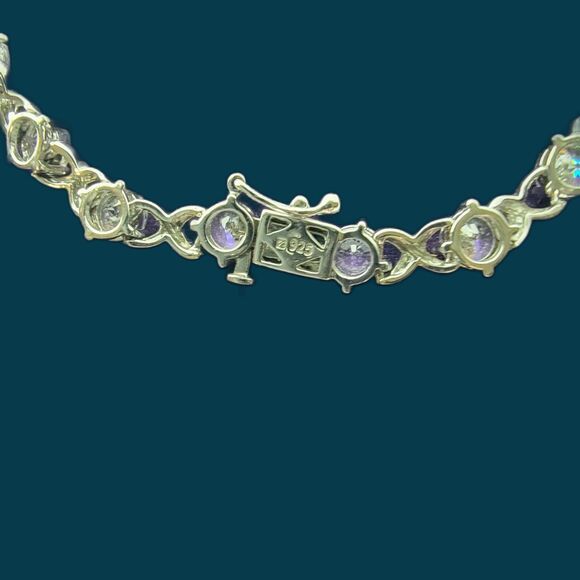 925 Solid Sterling Silver XOXO Bracelet With Lab Created Diamonds - Picture 3 of 4